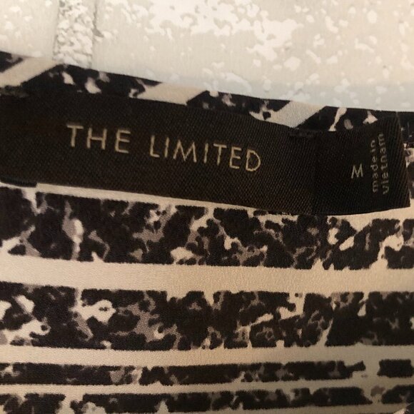 The Limited Marble Striped Cap Sleeve Dress Gathered Waist Mustard Hem Size M - Picture 3 of 6